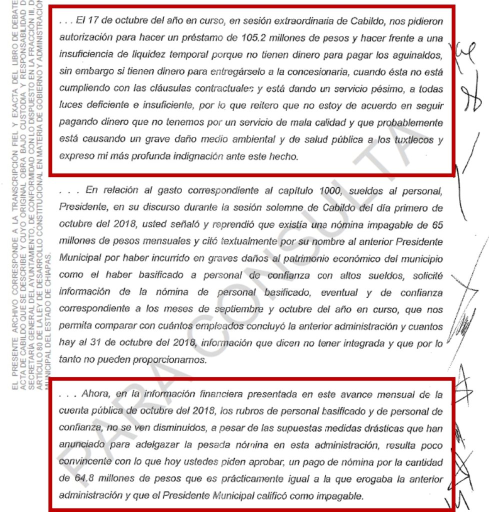 Fuente: Actas de Cabildo Administración 2018-2021 Tuxtla Gutiérrez