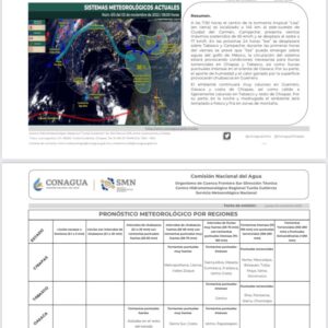 El día de hoy, Lisa ocasionará lluvias torrenciales en Chiapas y Tabasco, e intensas en Campeche, Oaxaca y Veracruz