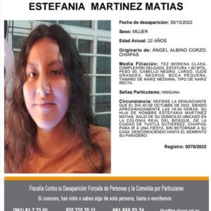 Buscan a Estefanía Martínez, una joven desaparecida desde hace seis días en Tuxtla Gutiérrez