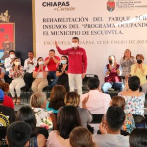 En Escuintla, Rutilio Escandón inaugura el Parque Público en el ejido El Triunfo