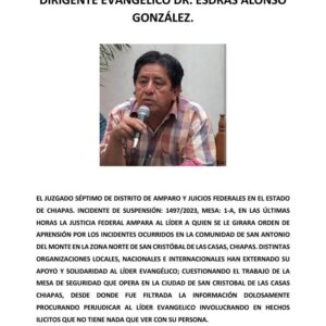 Juez otorga amparo a pastor evangélico Alonso González contra una orden de aprehensión