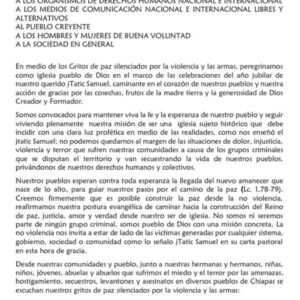 Pueblo Creyente de Chicomuselo exige al gobierno restablecer el libre tránsito; ya que la población vive desde hace dos años “en estado de sitio”.