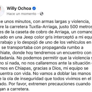 Atracan a equipo de Willy Ochoa, candidato al senado