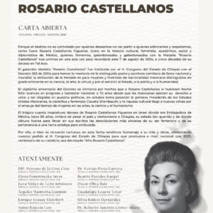 Galardonados solicitan que 2025 sea considerado “Año de Rosario Castellanos”