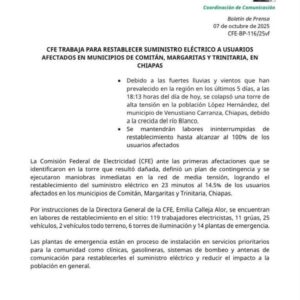 Más de 350 Mil Afectados por Apagón Masivo en Comitán, Las Margaritas y La Independencia