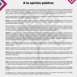 Tribunal de Chiapas interviene tras exposición mediática de una menor en conflicto de custodia